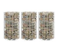 Natulvd 3 Set Pillar Gabion Basket, Ø30x50 cm Gabion Wall for Retaining Stone, Wall Raised Bed Planter Wire Fencing, Galvanized Steel, For Outdoor Garden Backyard