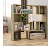 Natulvd 4-Tier Room Divider, Open Cube Bookshelf Display Stand, Freestanding Geometric Shelving Unit Room Divider for Living Room Bedroom Office (Brown)