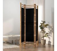 Natulvd Japanese Room Divider, 3 Panel Bamboo Privacy Screen Folding Room Dividers, Classic Partition Screen Decorative for Living Room, Bedroom, Study, Office (Black)