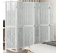 Natulvd White Room Divider, Solid Wood Paulownia Frame with Willow Cover, Freestanding Wall Privacy Screen Protector for Bedroom Living Room Office (215 x 180 cm)