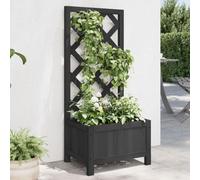 Natulvd Wooden Planter Boxes with Trellis Raised Garden Bed, 90cm H Trellis Planter for Climbing Vegetables, Planter Trellis for Indoor Outdoor Cucumber Fruit Flower, 40x30x90 CM, Black - A