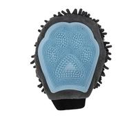 Natunofu Dual Sided Pet Grooming Glove with Rubber Paw - 2-in-1 Grooming Glove | Fun Dogs & Cats Grooming Tool for Brushing, Massaging, and Scrubbing | Chenille Fabric Side Acts as Pet Bathing(Blue)