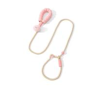 Natunofu Slip Lead Dog Leash,Comfortable NBR Handle,Nylon Rope Lead for Control Safety Training,Preventing Dogs from Suddenly Rushing,Leashes for All Dogs (Upgraded Style：Pink-5ft*3/8inch)