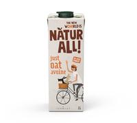 NATUR-ALL | Just Oat Drink 1L - Only 2 Ingredients: Water & Oat, Whole Grain, Unsweetened, Dairy Free, 100% Plant-Based, Eco-Friendly Packaging, Vegan (6 unit box)