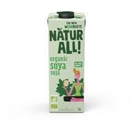 NATUR ALL | Organic Soya Drink 1L - Unsweetened, Only 3 Ingredients: Water, Soya Beans & Salt, Whole Bean, 100% Plant-Based, Dairy Free, Eco-Friendly Packaging (6 Pack)