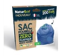 NATUR&CO Reusable 15 L Multi-Purpose Zero Plastic Bin Bag, Ultra Resistant, Odour Resistant, Anti-Bacterial, Sliding Links, Washable