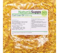 Natur Supps Cod Liver Oil Capsules High Strength 1000mg, 365 Omega 3 Softgels, EPA DHA Vitamin A Vitamin D3, 1 Year Supply, Gluten Free, UK Made