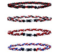 Naturahand 4 Pieces Baseball Player Necklaces with 3 Braided Rope and 2 Braided Rope, Tornado Titanium Necklaces for Boys and Men Softball Sport, Faux Leather, No Gemstone