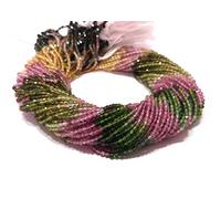 Natural 1 Strand 2-2.5 mm Mutli Tourmaline Faceted Rondelle Beads| Micro Faceted Beads for Jewelry Making |13" Strand | Semi Precious Gemstone Beads| AAA Quality