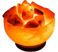 Natural 100% Prime Quality Himalayan Crystal Rock Salt Lamp Wooden Base Calming Atmosphere Night Lamp Pure Pink Handcrafted Table Lamps (USB Piyala Lamp)