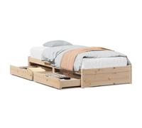 (natural, 100 x 200 cm) vidaXL Bed Frame with Drawers Bed Base 150x200 cm King Size Solid Wood Pine