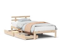 (natural, 100 x 200 cm) vidaXL Bed Frame with Drawers Bed Base Solid Wood Pine