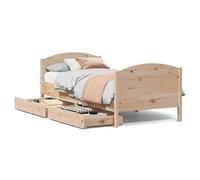(natural, 100 x 200 cm) vidaXL Bed Frame with Headboard Bed Base Bedstead Solid Wood Pine