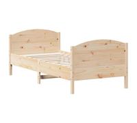 (natural, 100 x 200 cm) vidaXL Bed Frame with Headboard Bedroom Bed Base Bedstead Solid Wood Pine