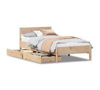 (natural, 100 x 200 cm) vidaXL Bed Frame with Headboard Wax Solid Wood Pine