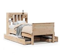 (natural, 100 x 200 cm) vidaXL Bookcase Bed without Mattress Home Bed Frame 90x200 cm Solid Wood Pine