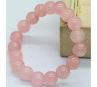 Natural 10mm Pink Jade Round Gemstone Beads Elasticity Bangle Bracelet 7.5" AAA