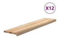 (natural, 120 x 30 x 2 cm/ 12 pcs) vidaXL Stair Treadss Step Mat Door Mat Tread Mat Untreated Solid Wood Oak