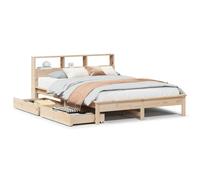 (natural, 135 x 190 cm) vidaXL Bookcase Bed without Mattress Bed Solid Wood Pine