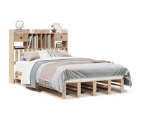 vidaXL Bookcase Bed Without Mattress 135X190 cm Double Solid Wood Pine, Brown