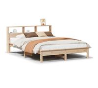 (natural, 135 x 190 cm) vidaXL Bookcase Bed without Mattress Wax Solid Wood Pine