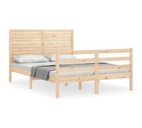 (natural, 140 x 190 cm) vidaXL Bed Frame Bed Base Platform Bed with Headboard Small Single Solid Wood