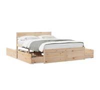 Bed Frame with Drawers Bed Base Mattress Foundation Solid Wood Pine vidaXL