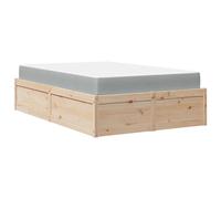 (natural, 140 x 190 cm) vidaXL Bed with Mattress Wax Brown Bedroom Bed Base Bedstead Solid Wood Pine