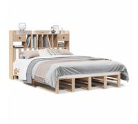 (natural, 140 x 190 cm) vidaXL Bookcase Bed without Mattress Bed Solid Wood Pine