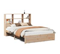 (natural, 140 x 200 cm) vidaXL Bookcase Bed without Mattress Home Bed Frame Bed Base Solid Wood Pine