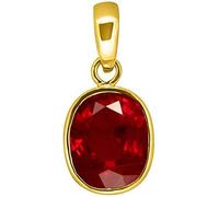 Natural 15.25 Ratti 14.80 Carat Manik Lab - Certified Ruby Manik Gold Plated Stone Pendant Locket For Men & Women Astrological Purpose (Lab - Teseted) (A132)-B0DR769N25
