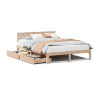 (natural, 150 x 200 cm) vidaXL Bed Frame with Drawers Bed Base Solid Wood Pine