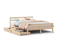 (natural, 150 x 200 cm) vidaXL Bed Frame with Drawers Home Bed Base Solid Wood Pine