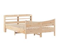 (natural, 150 x 200 cm) vidaXL Bed Frame with Headboard Bed Base Solid Wood Pine