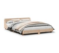 (natural, 150 x 200 cm) vidaXL Bed Frame with Headboard Wax Solid Wood Pine