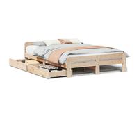 (natural, 150 x 200 cm) vidaXL Bed frame without Mattress Bed Wax Solid Wood Pine
