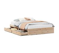 (natural, 160 x 200 cm) vidaXL Bed Frame with Drawers Bed Base 150x200 cm King Size Solid Wood Pine