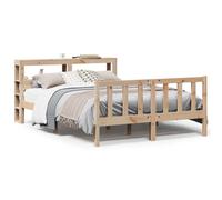 (natural, 160 x 200 cm) vidaXL Bed Frame with Headboard Bed Base Bedstead Wax Brown Solid Wood Pine
