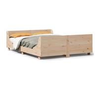 (natural, 160 x 200 cm) vidaXL Bed Frame with Headboard Home Bed Base White 140x200 cm Solid Wood Pine