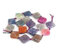 Natural 18mm Diagonal Square Tourmaline Color Crackle Agate Gemstone Jewelry Beads Strand 15" Natural Stone for Necklace Bracelet Earrings DIY Design