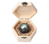 Natural 2" Labradorite Healing Crystal Gemstone Sphere Balls Reiki Meditaion Energy Ball for Charkra Home Decoration with Wooden Gift Box