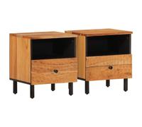 (natural, 2 pcs/solid acacia wood) vidaXL Bedside Cabinets Nightstand Bed Cabinet Side Table End Table Solid Wood