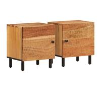 (natural, 2 pcs/solid acacia wood) vidaXL Bedside Cabinets Nightstand Bed Cabinet Side Table End Table Solid Wood