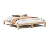 (natural, 200 x 200 cm) vidaXL Bed Frame without Mattress Bed Base Solid Wood Pine