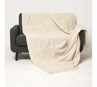 (Natural, 225 x 255 cm) Kashi Cotton Throw with Tassels
