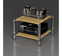 Natural 2Tier AV Media Stand Open Stereo Cabinet with ShockAbsorbing Feet MultiFunction Video Audio Rack Entertainment Storage for TV & Components (41cm/16.1in)