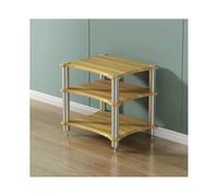 Natural 3-Tier Wooden- AV Media Stand for Stereo Record Player Amplifier & Game Console - Open Display Cabinet &for Audio-Video Equipment