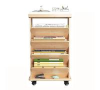 Natural 4-Tier Rolling Bookshelf on Wheels - Adjustable Bookcase for Living Room, Home Office & Library - Easy Assembly - Stylish & Functional Storage Solution