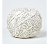 Homescapes Macrame Knitted Pouffe 40 X 50 Cm In Natural Natural One Size
