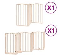 vidaXL Dog Gate with Door, 9-Piece Barrier, Stair Safety Gate with Feet, Freestanding Pet Gate, Dog Gate, Safety Gate, Foldable, 450 cm, Poplar Wood